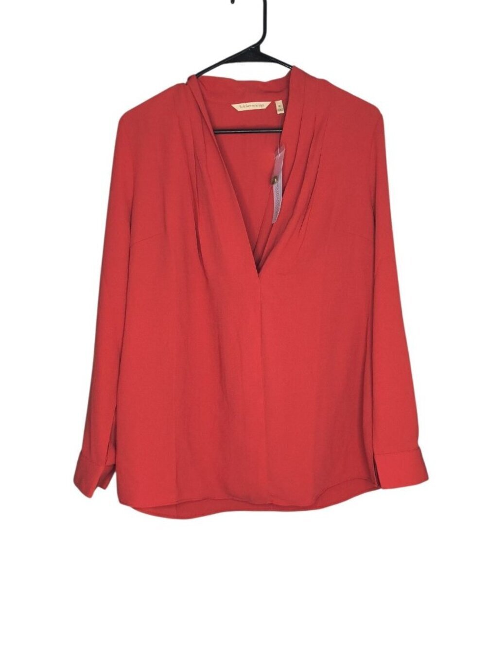 Soft Surroundings Blouse Womens Medium Garnet Akira Long Sleeve Draped V Neck